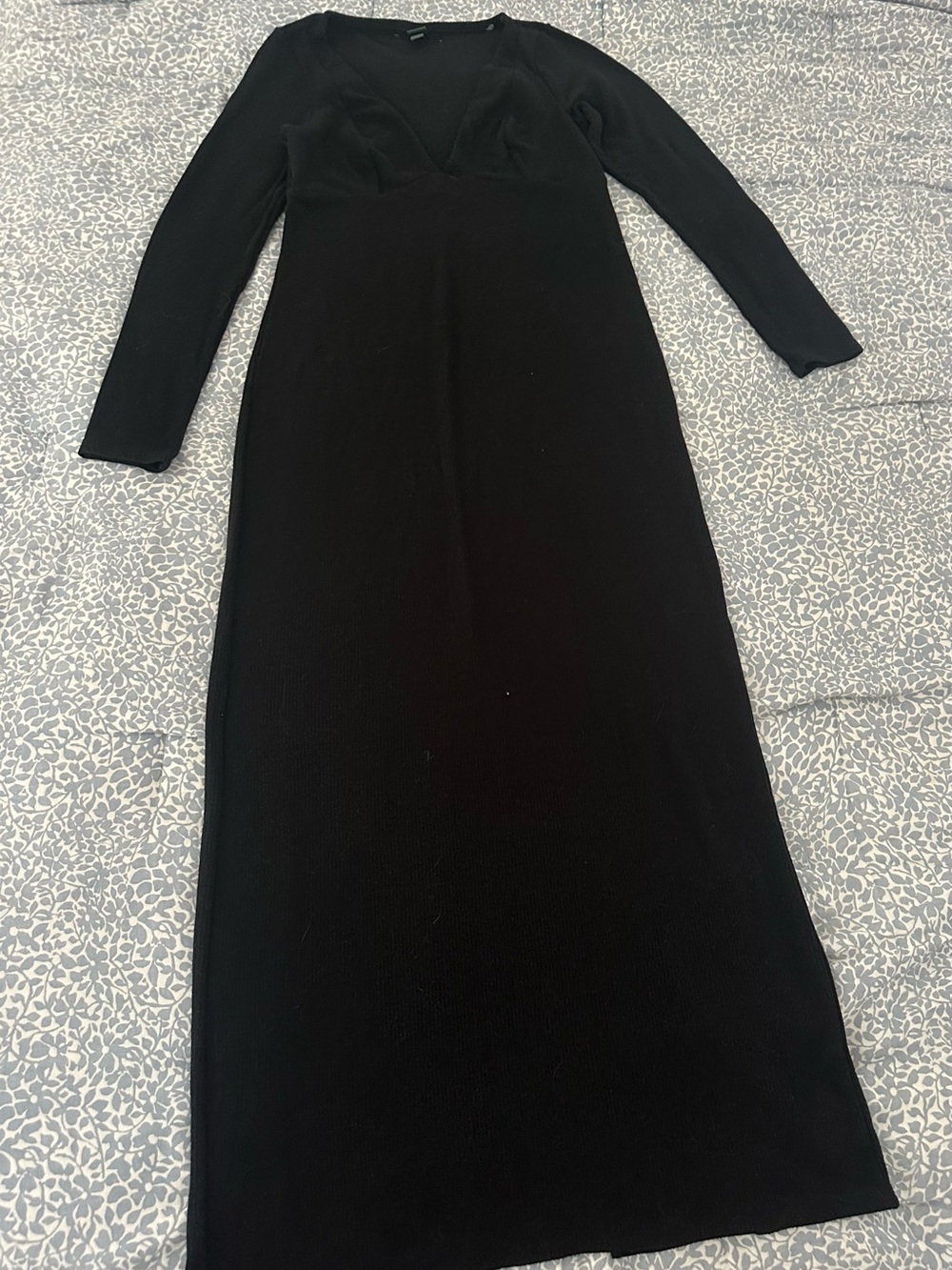 wild fable Black Long Sleeve V-Neck Maxi Dress